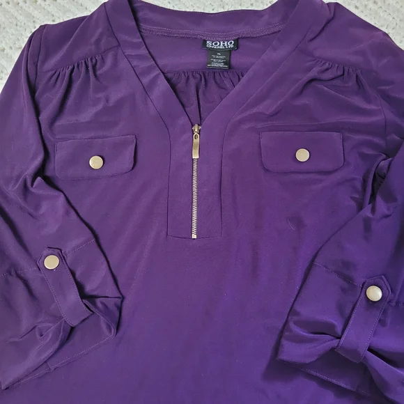 SoHo Apparel LTD Purple Top  XL - Picture 6 of 8